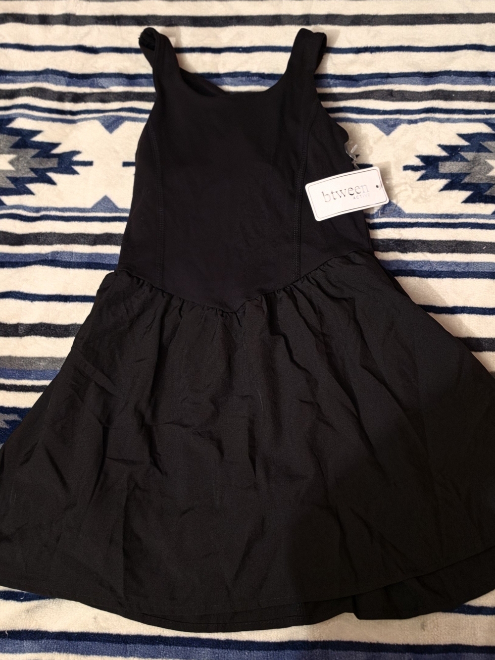 btween Black Tank Dress with Gathered Skirt